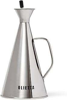 Olietta Oil Dispenser Stainless Steel Non Drip Leak Proof No Mess Olive Oil & Vinegar Pourer & Kitchen Drizzler Bottle 750ML 0.75 Litre Great for Pouring & Drizzling Easy to Clean & Leakproof