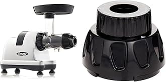 Omega MM900HDS Masticating Juicer, Cold Press Juicer Machine For Celery with Adjustable Dial, 200-Watts, Silver & Juicer Replacement Parts - Adjustable End Cap, Black