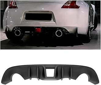 HECASA Rear Bumper Diffuser Compatible with 2009-2020 Nissan 370Z Z34 Coupe 2-Door Shark Fin Style Lower Bumper Lip Spoiler Splitter Valance ABS Plastic - Matte Black