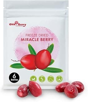 Oh Berry Miracle Berries [All 6], Miracle Berry Are 100% Natural Freeze Dried Fried Snacks to Turn Sour Into Sweet and Reduce Sugar Use for Health