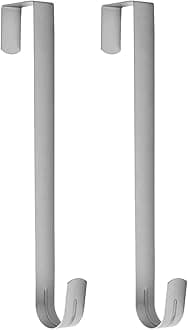 Sattiyrch 15" Wreath Hanger for Front Door,Sturdy Steel Wreath Door Hanger,Over The Door Hanger Hook (Silver,2)