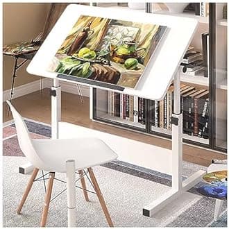 Artist Drafting Table - Tilting Height Adjustable Desk for Studio, Art Craft, Writing, and Study - Wooden Workstation