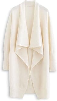 CHICWISHWomen's Classy Light Tan/Black Open Front Knit Coat Cardigan