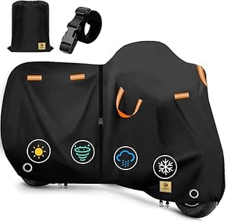 76" Motorcycle Cover Storage Waterproof Outdoor,Durable Heavy Duty Tearproof Anti-UV Polyester Cloth,Weatherproof Bike Scooter Covers Accessories,Fit for Honda,Yamaha,Kawasaki,Harley