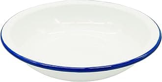Zenker Enamel Round Pie Dish, Vintage Design, Suitable for Oven & Stove, Diswasher Safe, Oven Tray, Pie Tin, Dimensions: 25x25x5cm Colour: White, Blue