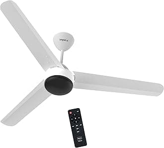 Impex Bldc Ceiling Fan 1200 Mm Atom 28 5 stars Rated Ceiling Fans For Home With Remote Control | Upto 65% Energy Saving High Speed Fan Having 5 Years Warranty (Matte White)