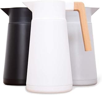 Thermal Coffee Carafe 68 Oz - Large Stainless Steel Insulated Carafe - 2 Liter Double Walled Vacuum Thermos Coffee and Beverage Dispenser with Tea Infuser and Strainer (White)