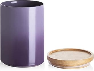 Ceramic Food Storage Jar, Stackable Kitchen Canisters, Containers with Airtight Seal Wooden Lid for Serving Coffee Bean, Flour, Tea, Cookies, Spice and More - 58 Fl Oz (Gradient Purple)