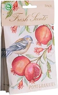 Willowbrook | Fresh Scents Scented Sachet Packet | Pomegranate | Air Freshener Bags for Drawers, Closets, Cars | 3 Pack | Long Lasting Home Fragrance