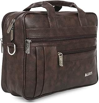 Zipline Laptop bags for men office use | Faux Leather SMALL laptop bag for Man - Fits 13 inch Laptop/Macbook/Macbook Pro/Tablet Messenger Bags For Mens, Brown, S, Western