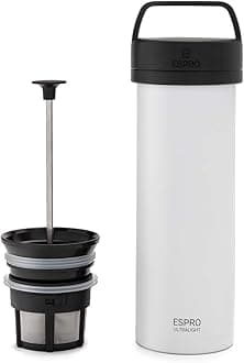 P0 Ultralight Double Walled Stainless Steel Vacuum Insulated Coffee French Press, 470ml Chalk White, Regular (5116C-18WT)