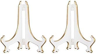 Artliving 4" White Gold Decorative Small Plate Stand Holder Plastic Picture Easel Display Stand Picture Frame Stand (2 Pack)