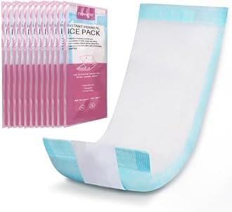 Disposable Instant Perineal Cold Packs for Postpartum, 12 Pcs, 13.7" x 4.5", Postpartum Essentials Absorbent Pad, Pain Relief for Women After Delivery & Vaginal Discomfort