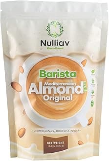 NULLIAV | Barista Almond Milk Powder Original - Professional Frothing for Home or Cafe - High Protein Prebiotic Fiber Powder Vegan Dairy Free Lactose Free Shelf Stable 14.8 Oz Bag Convenient