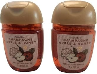 Bath and Body Care - Travel Size Sanitizer - 2 piece Bundle Set Hand Gel - 1 Fl Oz each - Label Artwork Varies (CHAMPAGNE APPLE & HONEY)