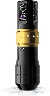 EZ Wireless Tattoo Machine - 6 Strokes 2.0, 2.4, 2.8, 3.3, 3.7, 4.2mm Bluetooth Tattoo Machine Pen with OLED Digital Display 1600mAh Battery Power Tattoo Gun (P3 Pro Gloss Golden)
