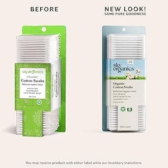 Sky Organics - Organic Cotton Swabs, Ultra Soft Tips - Strong & Durable - Hypoallergenic - Chlorine Free - Sustainable -Natural, Vegan & Cruelty Free - Skin Care & Self Care (500 Count)