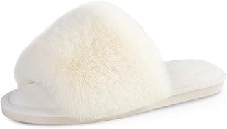Women's Faux Fur Slippers – Fluffy Open-Toe Memory Foam Slides with Anti-Slip Sole, Indoor & Outdoor House Shoes