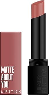 Hilary Rhoda Matte About You Lipstick | Long Lasting & Highly Pigmented Lipstick | Glides Smoothly | Matte Finish | One Stroke Application | Cruelty-Free & Vegan - 3g (Latte Love - Shade 01)