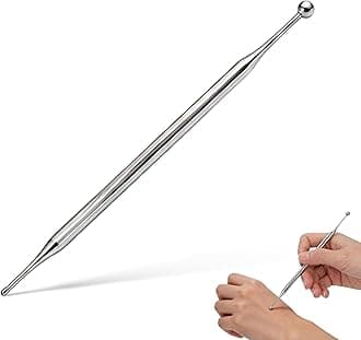 Agatige Dual Head Facial Reflexology Tools, Stainless Steel Face Acupressure Pen Portable Ear Acupuncture Body Point Probe Pen & Trigger Point Massage Tool for Deep Tissue(15cm)