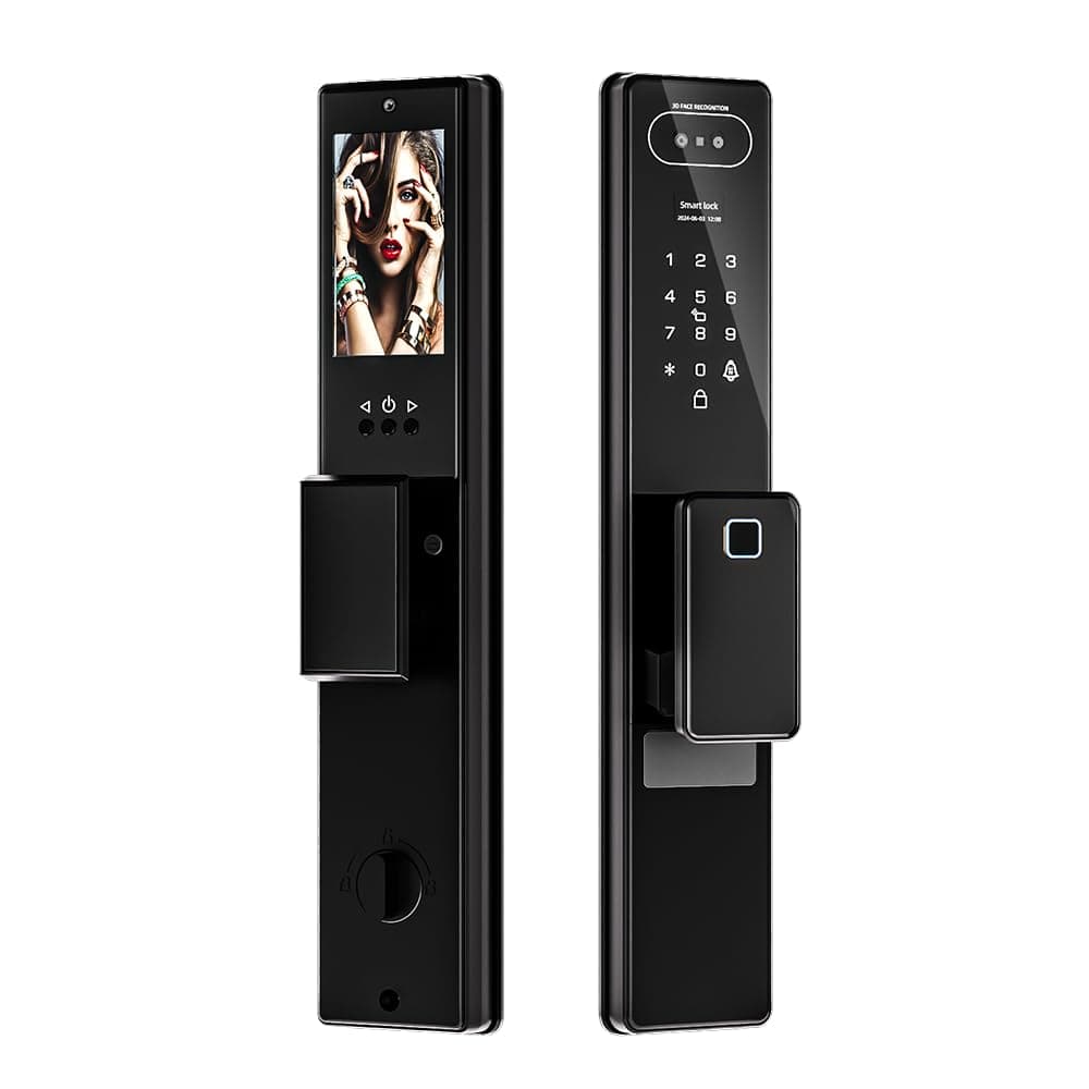 Pohaytipe Smart Lock with active intercom 3D face recognition, Fingerprint Door Lock,WiFi Lock Jlink APP Control,Biometric Door Lock R/L Adjustment for Airbnb,Home, Hotel, Office(LS01，BLACK)