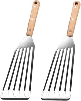 2 Pcs Stainless Steel Fish Spatula Professional Fish Spatula 2 Pieces Metal Flexible Slotted Turner for Cooking Frying Grilling Dishwasher Safe (Large size12.6in)