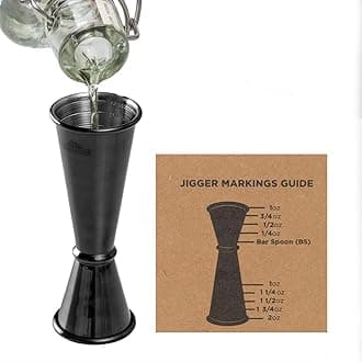 Premium Japanese Jigger, with 8 Measurements Inside, Professional and Heavy-Duty, 304 Stainless Steel Cocktail Double Jiggers, for Bartending, 1 Jigger, Black