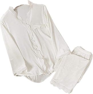 Velvet Pajamas Women Autumn Winter Sleepwear Long Sleeve Casual Nightwear Pyjamas Suit Loose Home Clothes Lace Trim Sleep Set, L