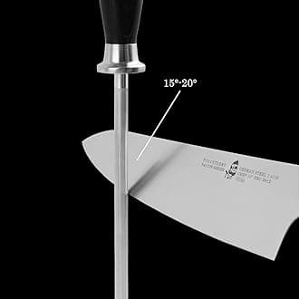 TUO Honing Steel Knife Sharpening Steel - 8 inch Sharpening Rod for All Kitchen Knives - German HC Stainless Steel - Honing Rod with Pakkawood Handle - FALCON SERIES with Gift Box