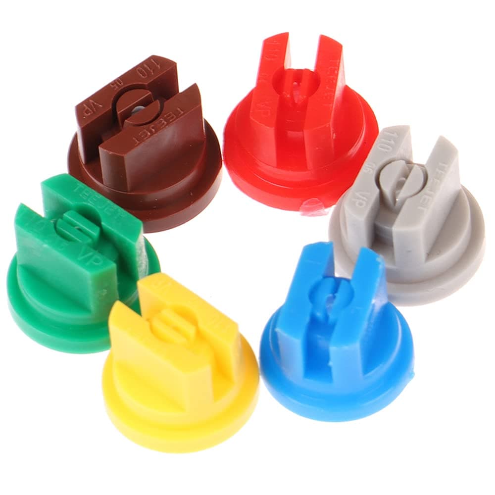 6 Pcs Spray Nozzle Tip Assorted Set 110 Degree Flat Fan Shape 0.15-0.6mm Pore Spraying Spray Nozzles for Knapsack Spraying Weed Killing Etc
