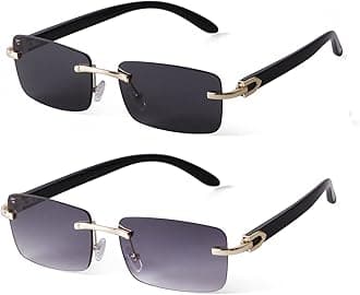 Fashion Rectangle Rimless Sunglasses for Men Women Frameless Tinted Lens Sun Glasses Shades