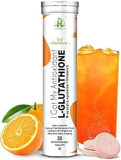 Healthy Nutrition - Just for the Health of it L-Glutathione 600Mg With Vitamin C For Glowing Skin,Skin Lightening,Detoxification Pigmentation,& Tan Removal For Unisex-20 Effervescent Tablets, 80 grams