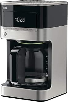 Braun BrewSense 12 Cup Drip Coffee Maker - Pause & Pour Mid Brew, Coffee Machine with 24-Hour Timer & Clock, Bold & Regular Strength, 1-4 Cup Functions, Self Clean, Auto Shutoff, Stainless Steel
