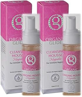 Organic Glide Feminine Body Wash 5 fl oz - Natural Cleansing Mousse with Unique Probiotic Support, pH Balanced, Gentle for Sensitive Skin & Intimate Areas, Refreshing Magnolia Scent (2-pack)