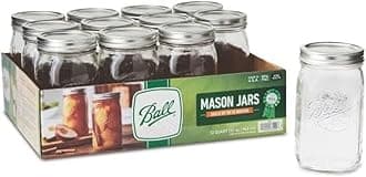 32oz Wide Mouth Jars with Lids & Bands 12 Pack Jars, Large Glass Mason Jar for Food Storage with airtight Lid, 0.25 Gallon Glass Jar with Lid and Bands, Set of 12