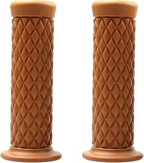 Motorcycle Hand Grips, Non Slip Rubber Bar for 7/8" 22mm/24mm Handles, Vintage Motorbike Thruster Grip, Handlebar for Hand Comfort, Universal for Motocross Scooter Dirt Bike, Open End (Light Brown)