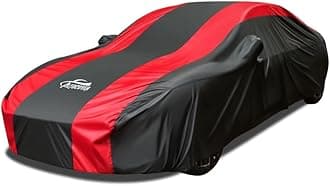 Car Cover Waterproof All Weather Protection with Red Stripe Design,Outdoor Car Cover Universal Fit Acura TLX RLX, Audi A6 A7, Ben E-Class, BMW 5 Series, Buick Century, Cadillac CT5, Toyota Avalon