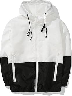 AITFINEISMMen's Lightweight Windbreaker Jacket Casual Zip Up Jackets With Hooded