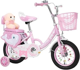 Touch of Venetian 12" 14" 16" Girls Children Bike with Stabilisers Wheels Kids Bike for Ages 3-9 Years Old Pink Bicycle