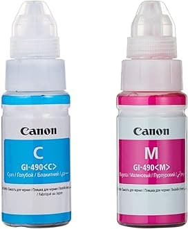 Canon Gi-490 Ink Bottle, Cyan & Canon Gi-490 Ink Bottle, Magenta
