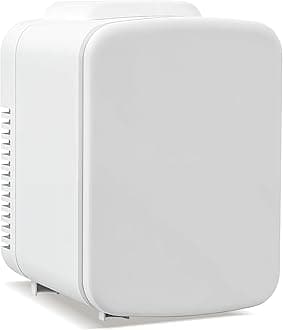 HealSmart Mini Fridge, 4 Liter/6 Can Portable Freon-Free Small Refrigerator, Compact Cooler & Warmer for Beverage, Food, Cosmetics, 4L, White