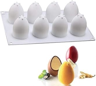 Easter Egg Silicone Mold for Baking Chocolate Easter Eggs, Mousse Cake, Jello, CheeseCake, Ice Cream, Dessert, Cake Decoration Mold (8-Cavity)