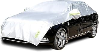 Half Car Cover with Cotton All Weather Car Body Cover Sunshade Cover Snow Cover Waterproof Snowproof Universal (Fit Sedan Length 176'' to 194'')