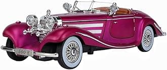 DEUSON ECOM 1:24 Diecast Vintage Toy Car For Kids Die Cast Metal Car Light Sound Pull Back Openable Door, Magenta