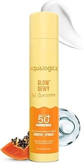 Aqualogica Glow+ Dewy Gel Sunscreen - 50 g | SPF 50+ PA++++ | In-Vivo Tested | New-age Filters | 12-Hour* Sun Protection | Tan Protection | For Bright & Hydrated Skin | Fragrance-Free & No White Cast | C-Hyaluron Complex™ & Papaya | Broad Spectrum UVA/B & Blue Light Protection | Lightweight | For Men & Women