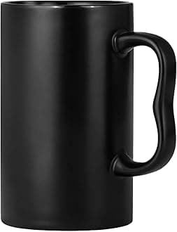 20 oz Large Coffee Mug, Matte Black Oversized Coffee Mugs Plain Tall Ceramic Super Big Beer Cups with M Handle for Dad Men and Women