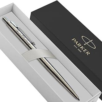 Parker Classic Slimline Ballpoint Personalised Pen In Classy Gift Box Ideal Valentine's day, Birthday or Mothers Day Gift Perfect Men & Women Engraved Parker Pen With Laser Engraving (Silver)