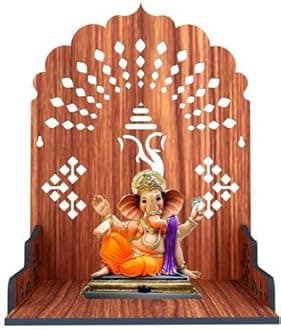 SSI Wooden Mandir for Pooja Home Decoration Wall Mounten Beautiful Temple