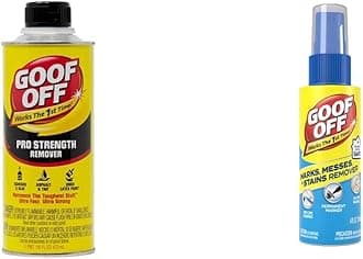 Goof Off FG653 Professional Strength Remover, Pourable 16-Ounce,Liquid & Household Heavy Duty Remover, 4 fl. oz. Spray, For Spots, Stains, Marks, and Messes
