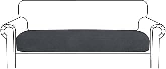 YEMYHOM Stretch Cushion Covers Long Sofa Seat Cushion Slipcovers Soft Couch Cover Replacement Striped Pattern Furniture Protector with Elastic Bottom (1 Pc 3-Seat Cushion Cover, Dark Gray)